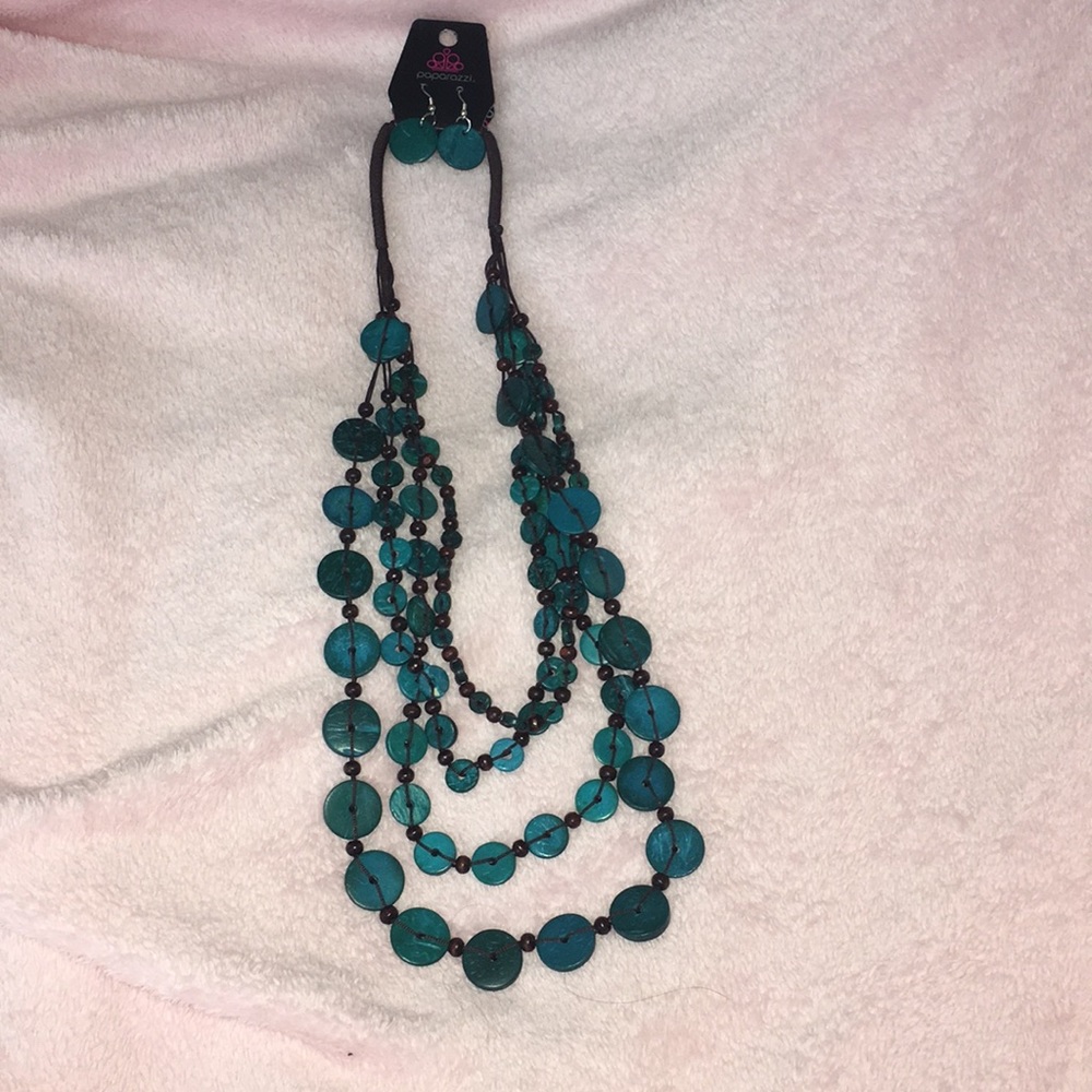 Teal Earring & Necklace Set
